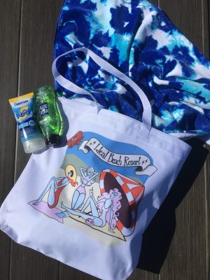 Beach Bags, Sunscreen and Towels